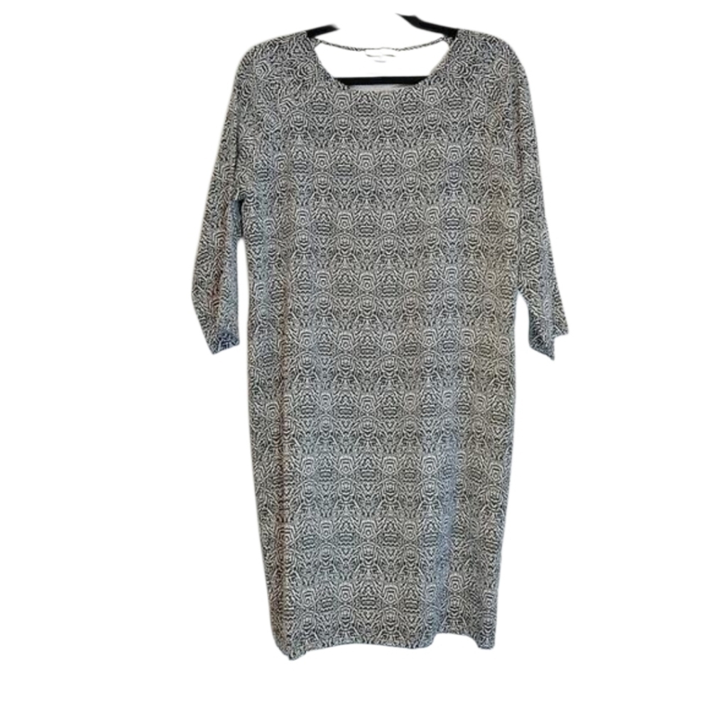 Garnet Hill Silk Black and White Abstract Contemporary Print Dress Sz 4
